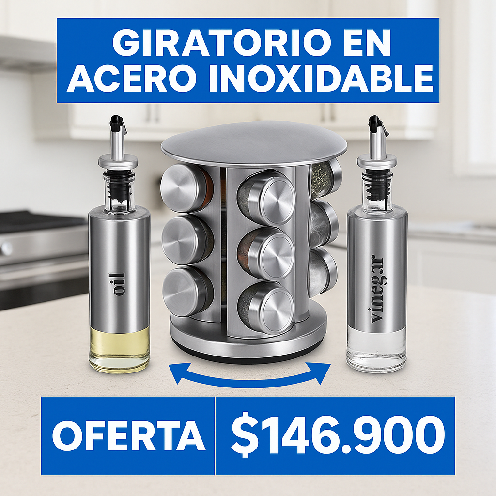 Combo Organizador de Especias + 2 Dispensador de Aceite y Vinagreta